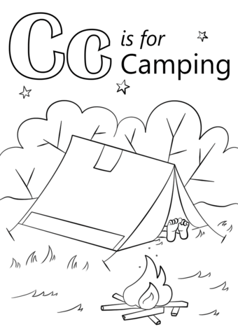 Letter C Is For Camping Coloring Page